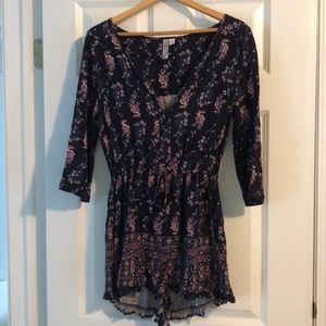 Navy and Pink floral romper